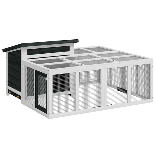 VidaXL Konijnenhok 144x123x67,5 cm massief grenenhout grijs