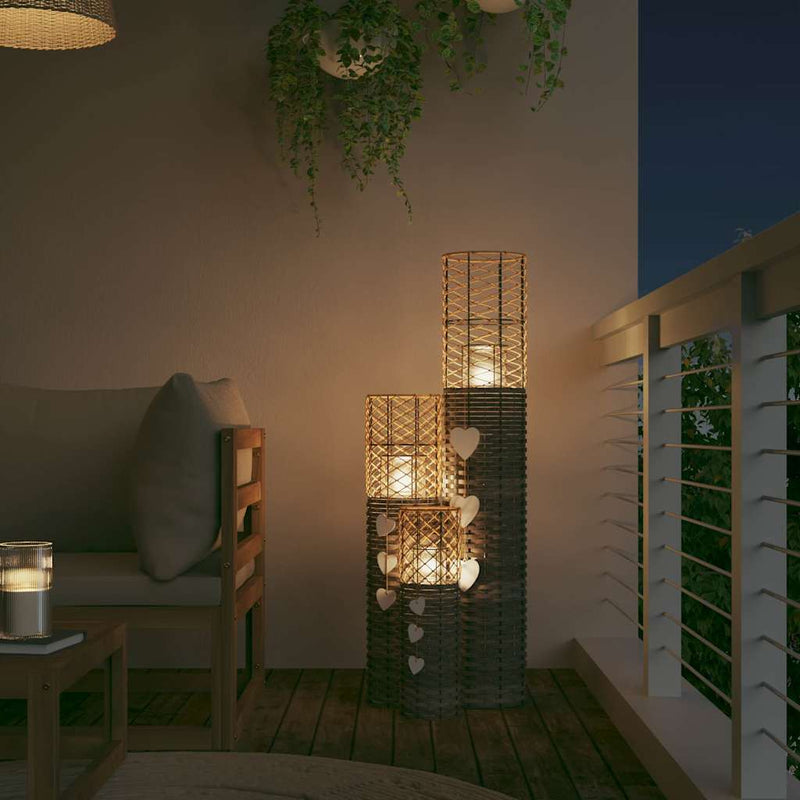 Load image into Gallery viewer, Vidaxl kaarsenhouders 3 st wicker grijs
