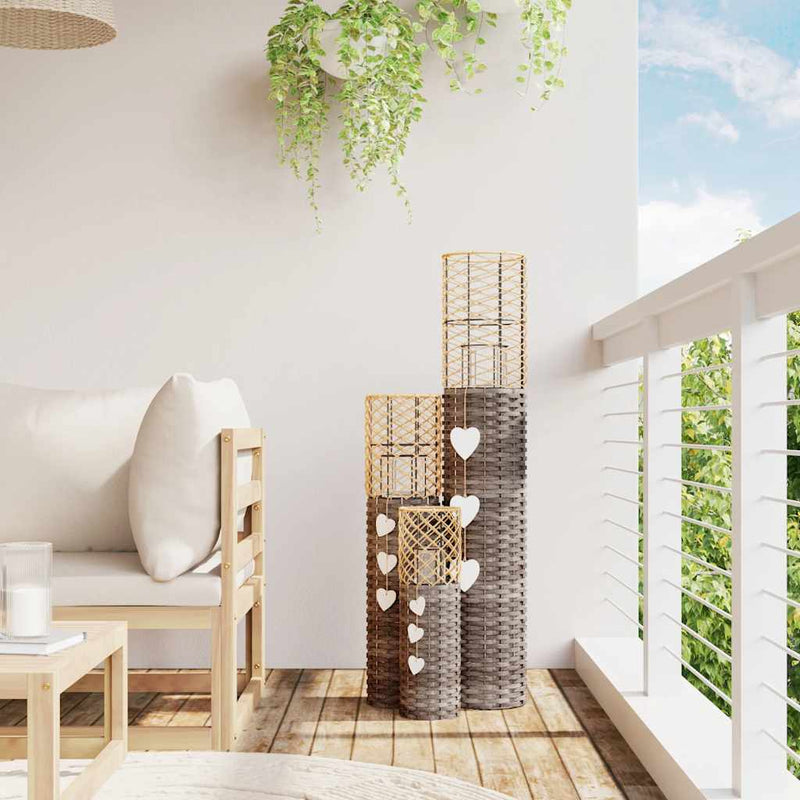 Load image into Gallery viewer, Vidaxl kaarsenhouders 3 st wicker grijs
