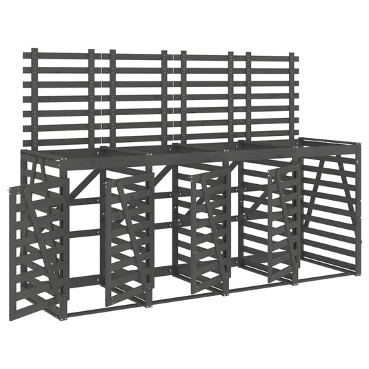 VidaXL Containerberging viervoudig massief grenenhout grijs