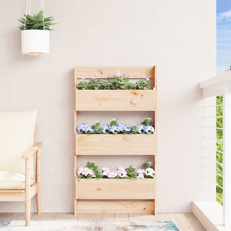 Afbeelding laden in galerijviewer, Vidaxl plantenbak wandmontage 3-laags 60x18,5x110 cm grenenhout
