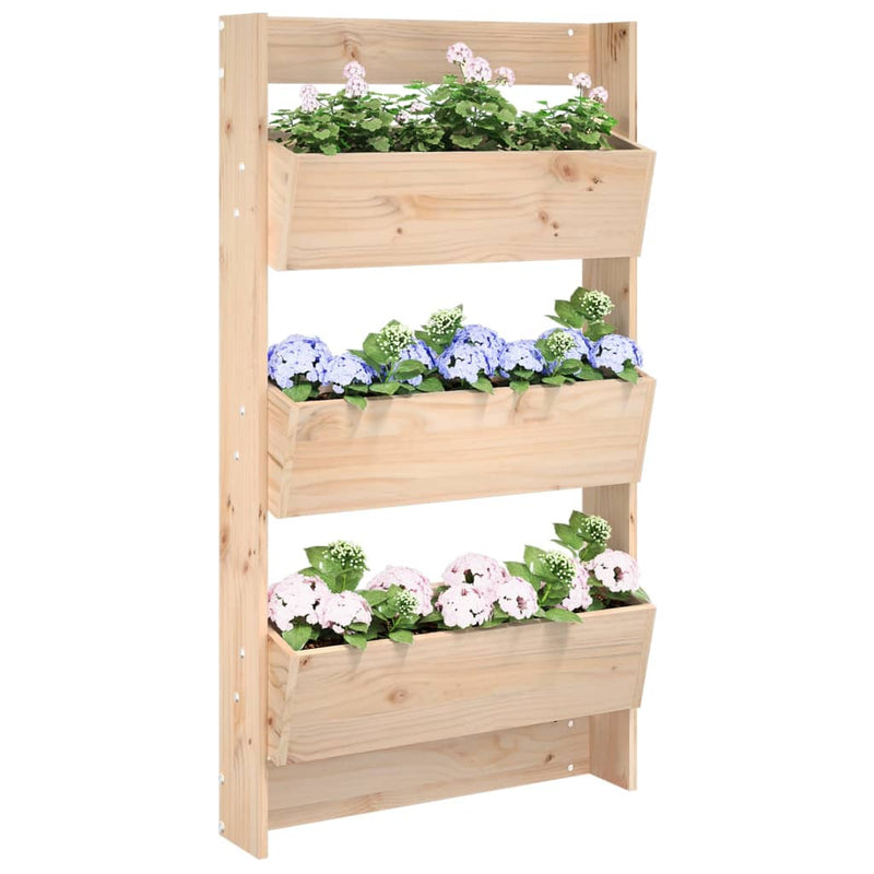 Afbeelding laden in galerijviewer, Vidaxl plantenbak wandmontage 3-laags 60x18,5x110 cm grenenhout
