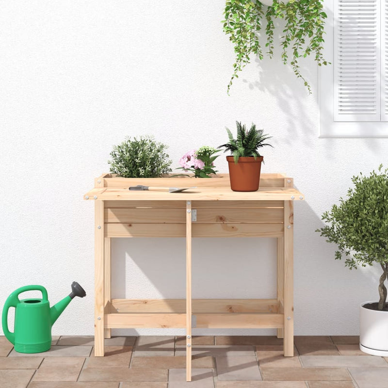 Load image into Gallery viewer, Vidaxl plantenbak met inklapbaar tafelblad massief grenenhout
