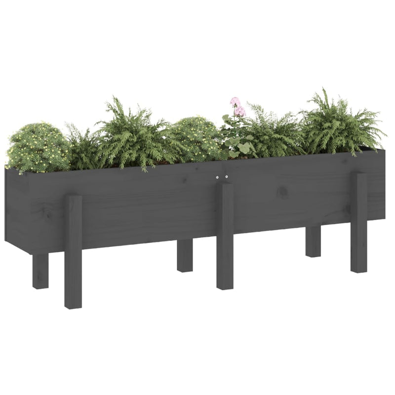 Load image into Gallery viewer, Vidaxl plantenbak verhoogd 121x30x38 cm massief grenenhout grijs
