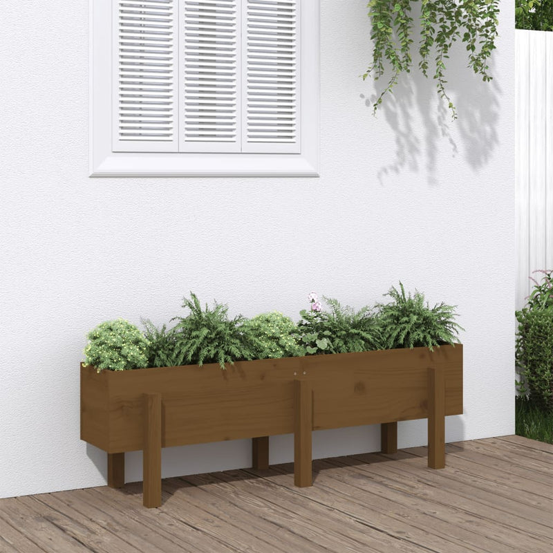 Load image into Gallery viewer, VidaXL Plantenbak verhoogd 121x30x38 cm massief grenenhout honingbruin
