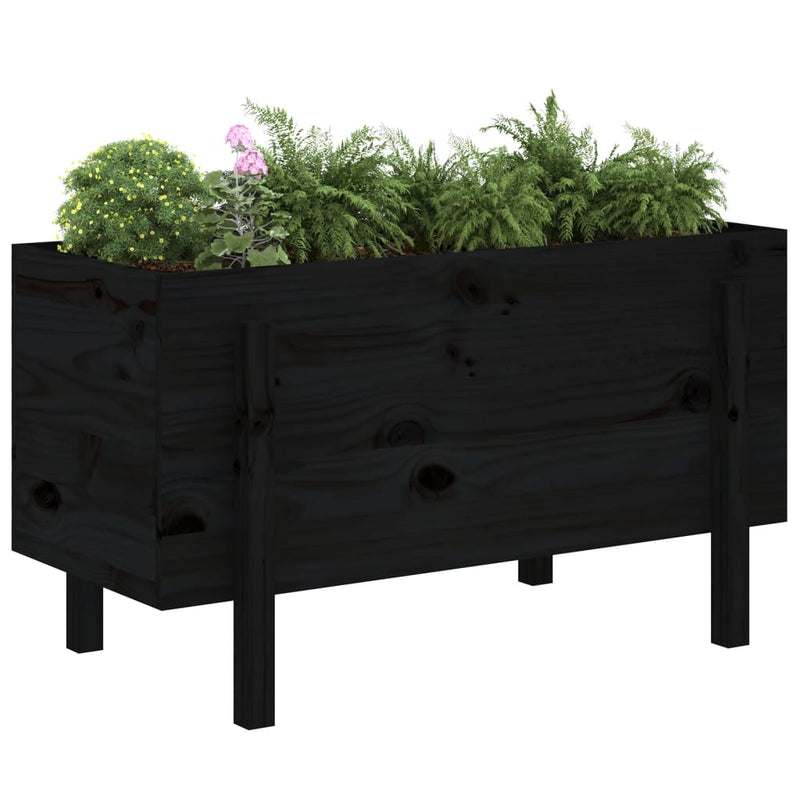 Load image into Gallery viewer, Vidaxl plantenbak verhoogd 101x50x57 cm massief grenenhout zwart
