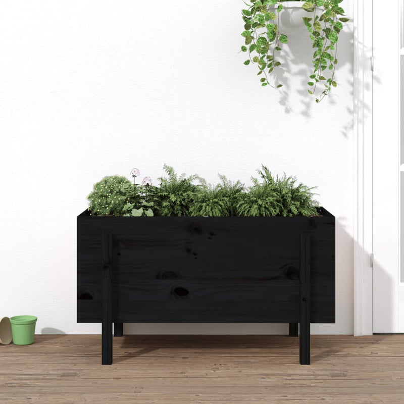 Load image into Gallery viewer, Vidaxl plantenbak verhoogd 101x50x57 cm massief grenenhout zwart
