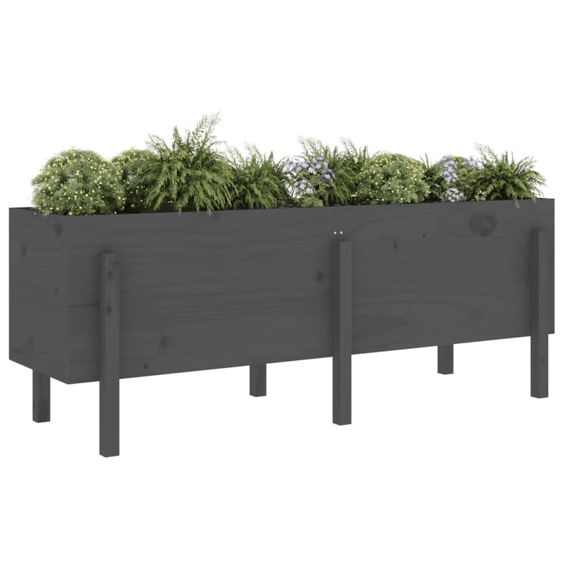 Load image into Gallery viewer, Vidaxl plantenbak verhoogd 160x50x57 cm massief grenenhout grijs
