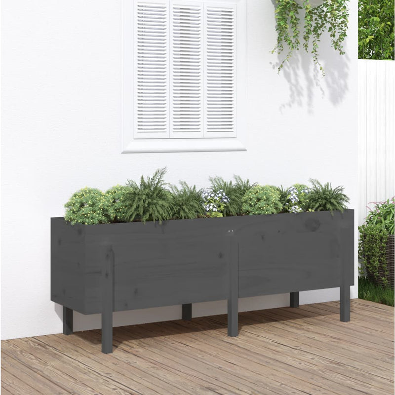 Load image into Gallery viewer, Vidaxl plantenbak verhoogd 160x50x57 cm massief grenenhout grijs
