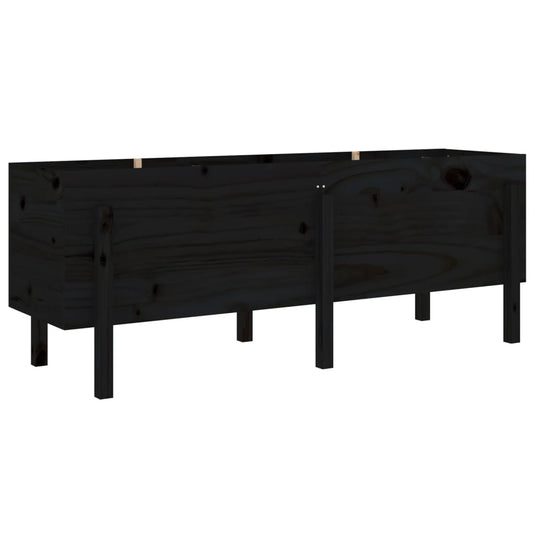 Vidaxl plantenbak verhoogd 160x50x57 cm massief grenenhout zwart