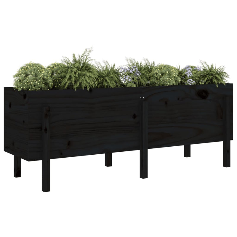 Load image into Gallery viewer, Vidaxl plantenbak verhoogd 160x50x57 cm massief grenenhout zwart
