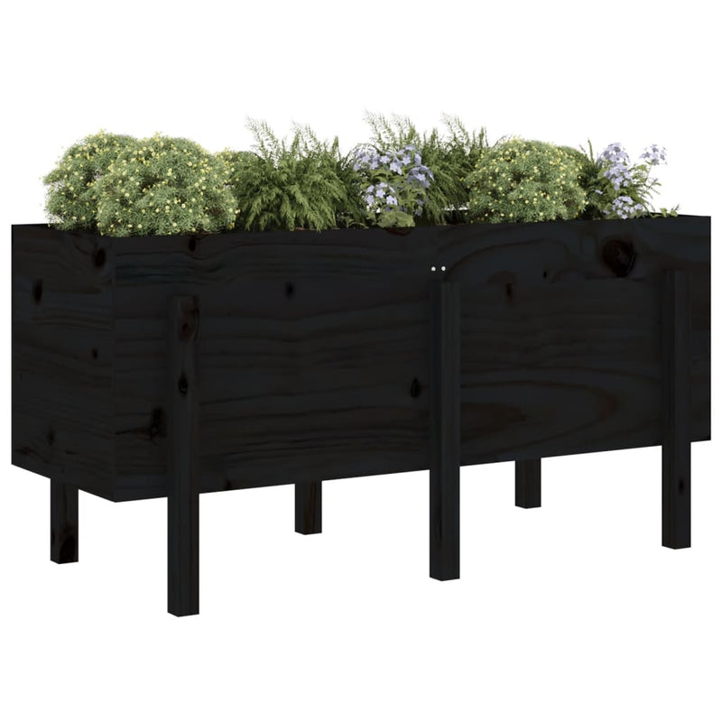 Load image into Gallery viewer, Vidaxl plantenbak verhoogd 121x50x57 cm massief grenenhout zwart
