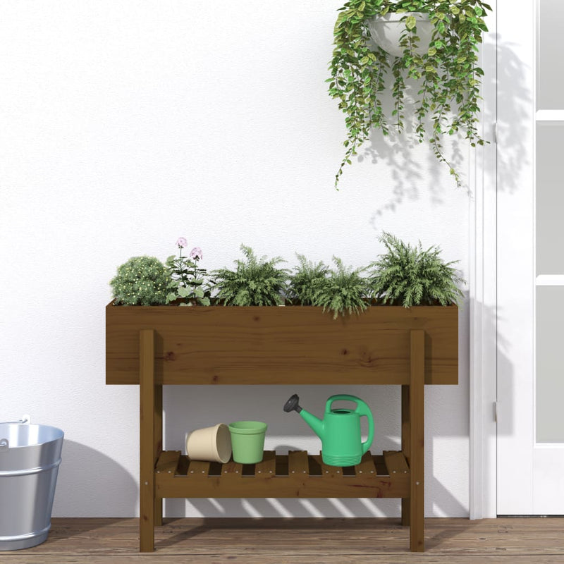 Load image into Gallery viewer, Vidaxl plantenbak verhoogd 101x30x69 cm massief grenenhout honingbruin
