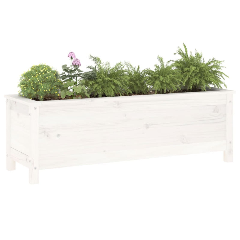 Load image into Gallery viewer, Vidaxl plantenbak verhoogd 119,5x40x39 cm massief grenenhout wit
