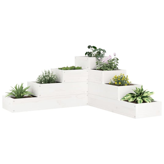 VidaXL Plantenbak 4-laags 80,5x79x36 cm massief grenenhout wit