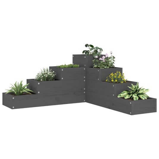 VidaXL Plantenbak 4-laags 80,5x79x36 cm massief grenenhout grijs