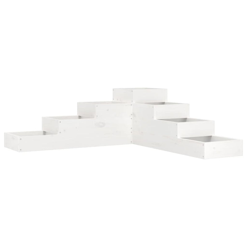 Afbeelding laden in galerijviewer, Vidaxl plantenbak 4-laags 106x104,5x36 cm massief grenenhout wit
