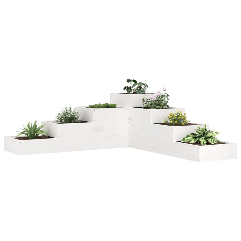 Afbeelding laden in galerijviewer, Vidaxl plantenbak 4-laags 106x104,5x36 cm massief grenenhout wit
