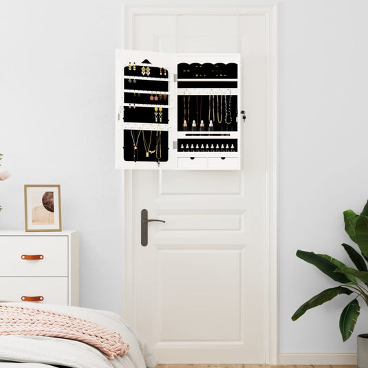 Vidaxl sieradenkast met spiegel wandgemonteerd 37,5x10x67 cm wit