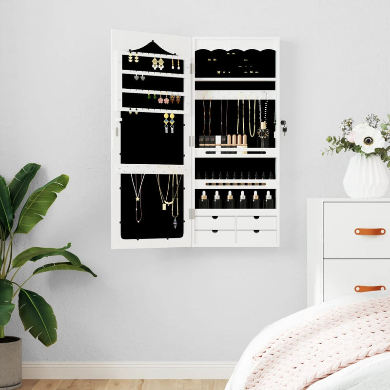 Load image into Gallery viewer, Vidaxl sieradenkast met spiegel wandgemonteerd 37,5x10x90 cm wit
