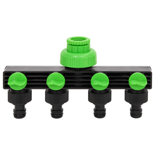 Vidaxl kraanadapter 4-wegs 19,5x6x11 cm abs pp groen en zwart