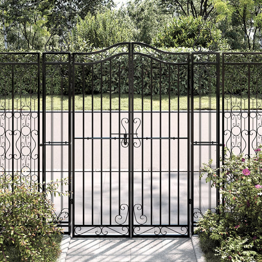 Vidaxl poort 121x8x150 cm smeedijzer zwart