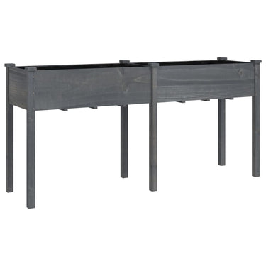 Vidaxl plantenbak met voering 161x45x76 cm massief vurenhout grijs