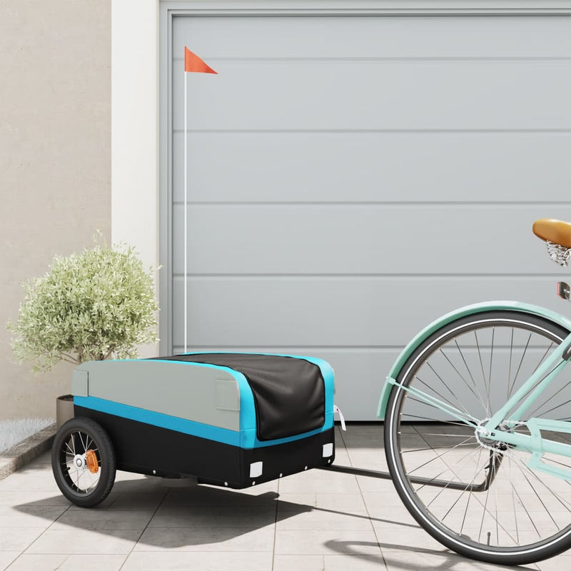 Load image into Gallery viewer, Vidaxl fietstrailer 30 kg ijzer zwart en blauw
