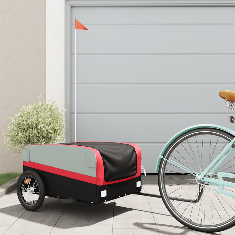 Load image into Gallery viewer, Vidaxl fietstrailer 45 kg ijzer zwart en rood
