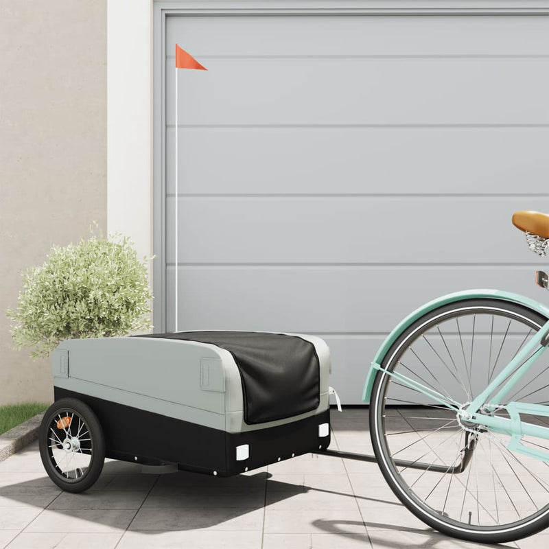 Load image into Gallery viewer, Vidaxl fietstrailer 45 kg ijzer zwart en grijs
