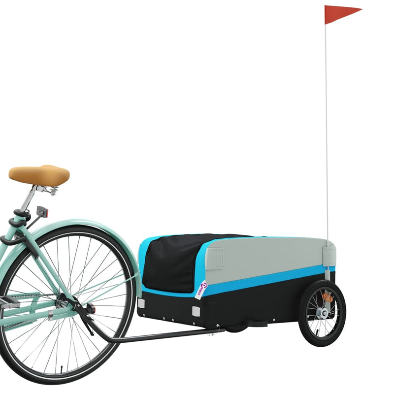 Load image into Gallery viewer, Vidaxl fietstrailer 45 kg ijzer zwart en blauw
