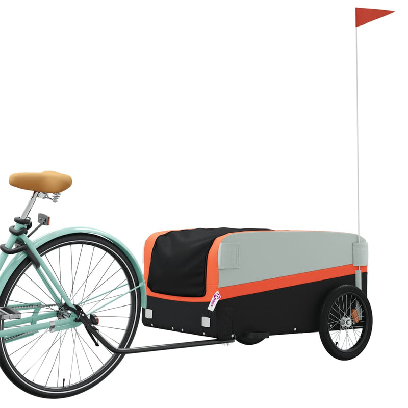 Load image into Gallery viewer, Vidaxl fietstrailer 45 kg ijzer zwart en oranje
