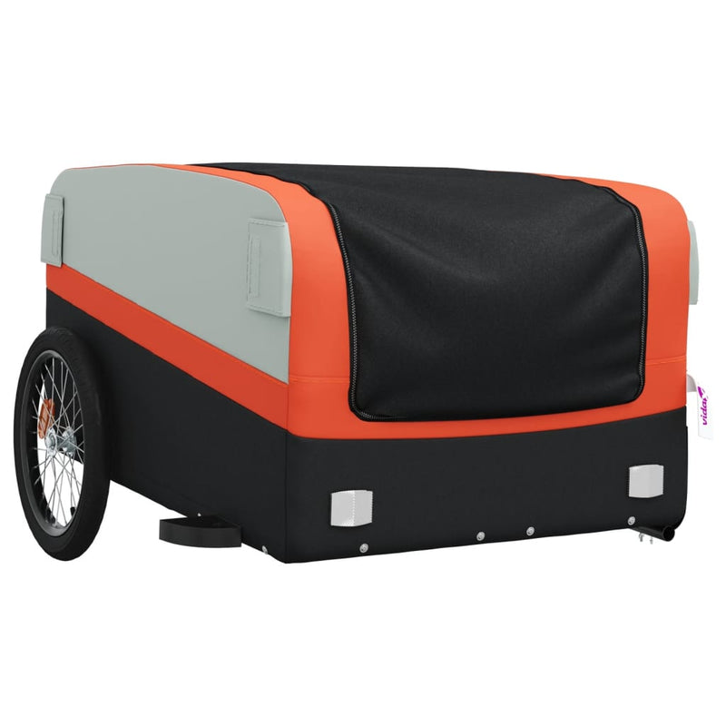 Load image into Gallery viewer, Vidaxl fietstrailer 45 kg ijzer zwart en oranje
