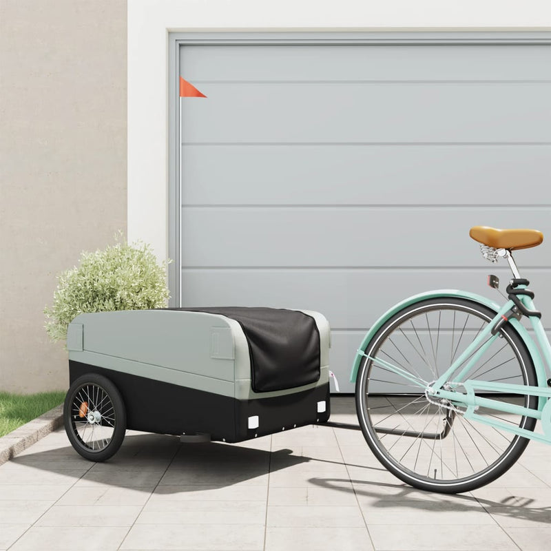 Load image into Gallery viewer, Vidaxl fietstrailer 45 kg ijzer zwart en grijs
