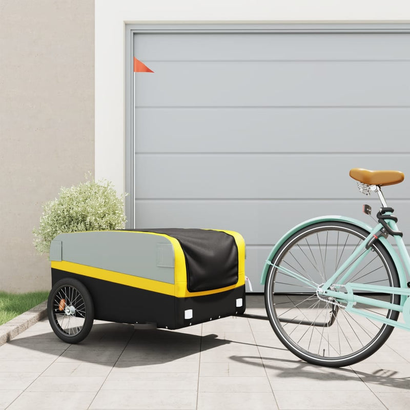 Load image into Gallery viewer, Vidaxl fietstrailer 45 kg ijzer zwart en geel

