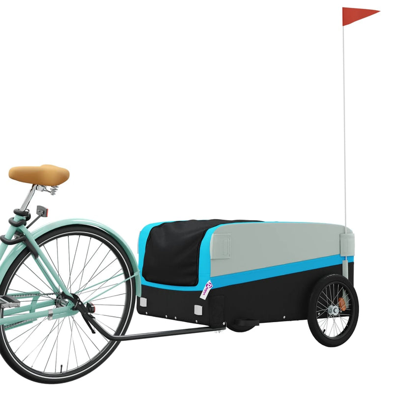 Load image into Gallery viewer, Vidaxl fietstrailer 45 kg ijzer zwart en blauw
