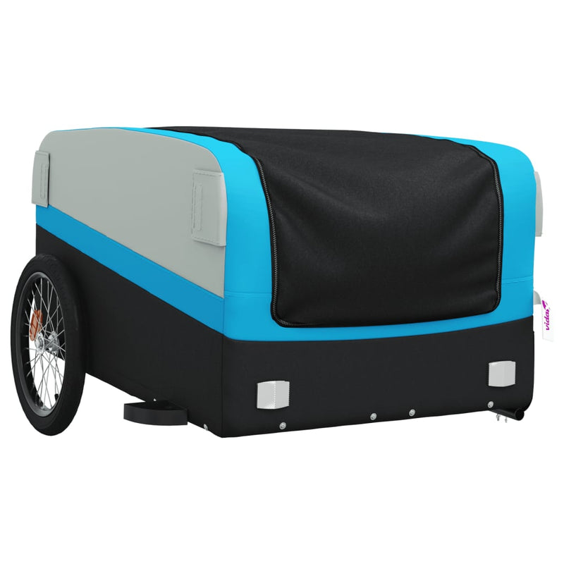 Load image into Gallery viewer, Vidaxl fietstrailer 45 kg ijzer zwart en blauw
