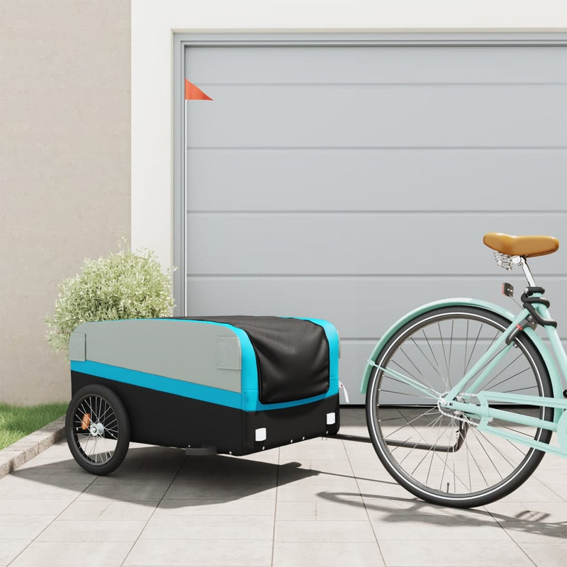 Load image into Gallery viewer, Vidaxl fietstrailer 45 kg ijzer zwart en blauw
