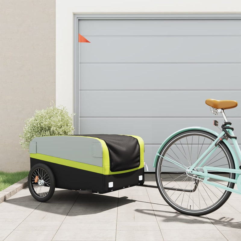 Load image into Gallery viewer, Vidaxl fietstrailer 45 kg ijzer zwart en groen
