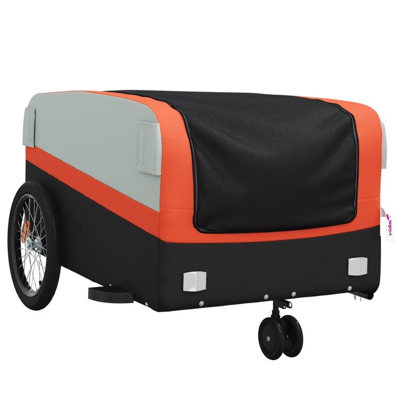 Load image into Gallery viewer, Vidaxl fietstrailer 45 kg ijzer zwart en oranje
