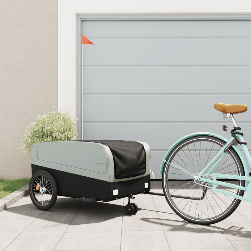Load image into Gallery viewer, Vidaxl fietstrailer 45 kg ijzer zwart en grijs
