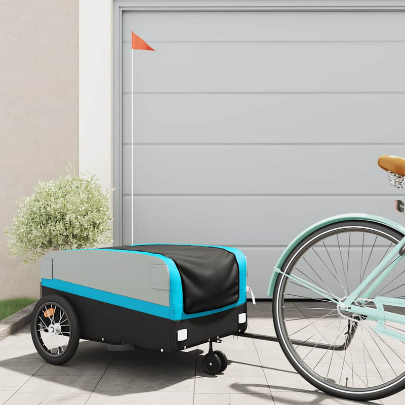 Load image into Gallery viewer, Vidaxl fietstrailer 45 kg ijzer zwart en blauw

