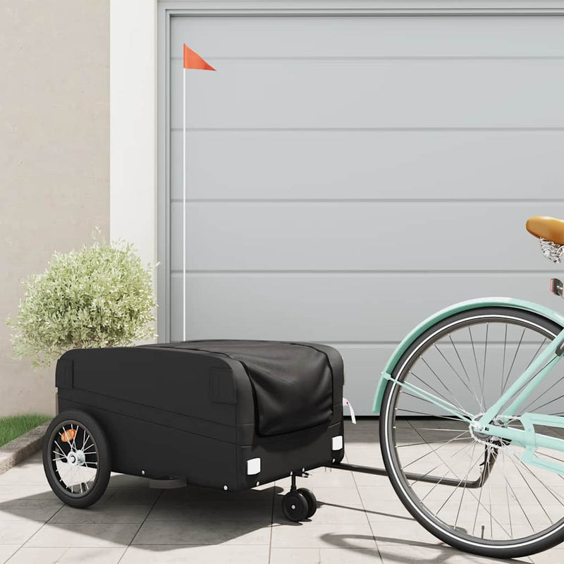 Load image into Gallery viewer, Vidaxl fietstrailer 45 kg ijzer zwart
