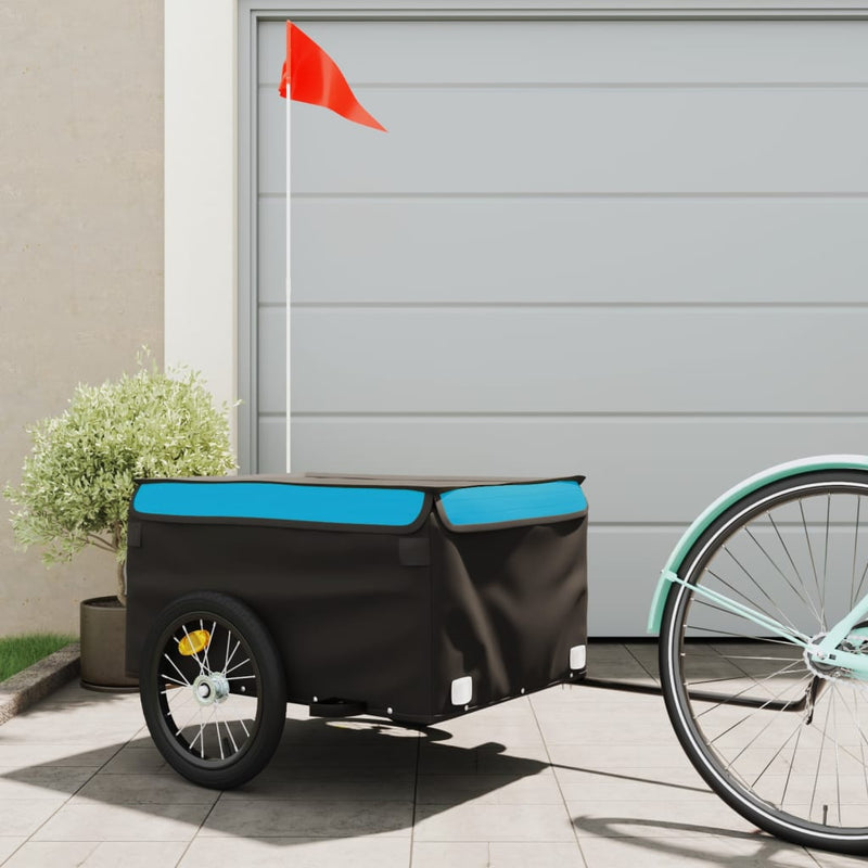 Load image into Gallery viewer, Vidaxl fietstrailer 45 kg ijzer zwart en blauw
