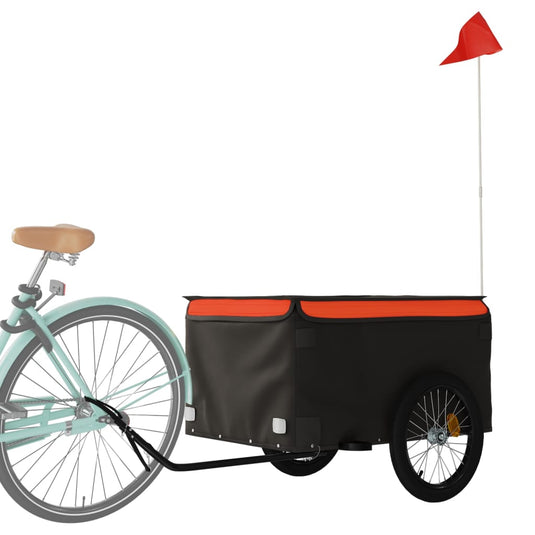 Vidaxl fietstrailer 45 kg ijzer zwart en oranje