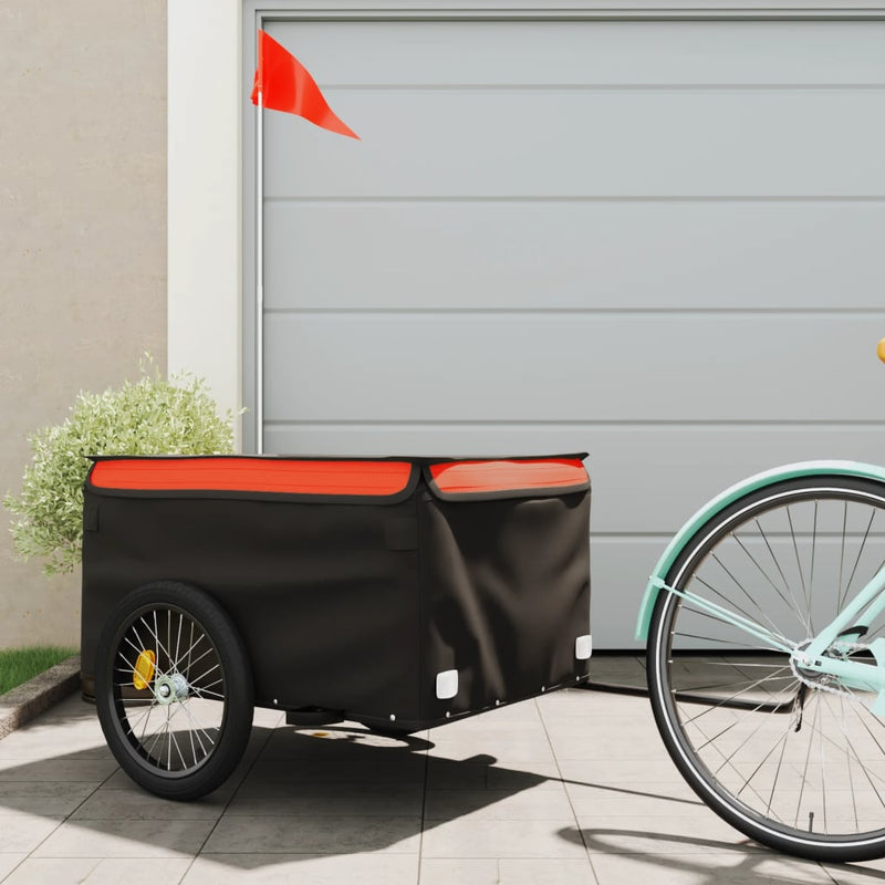 Load image into Gallery viewer, Vidaxl fietstrailer 45 kg ijzer zwart en oranje
