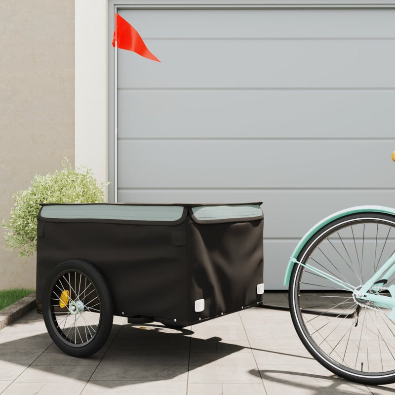 Load image into Gallery viewer, Vidaxl fietstrailer 45 kg ijzer zwart en grijs
