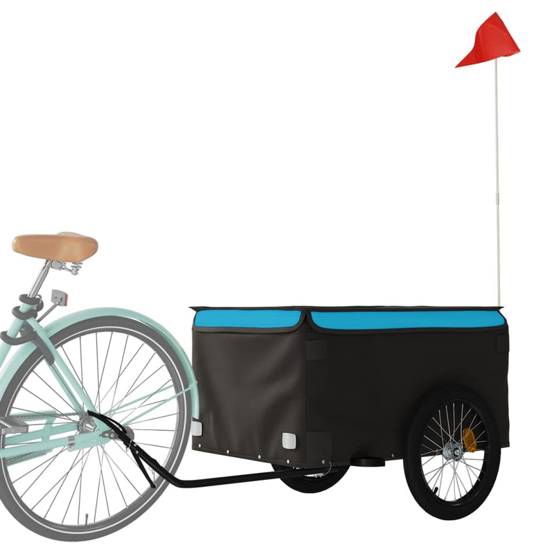Load image into Gallery viewer, Vidaxl fietstrailer 45 kg ijzer zwart en blauw

