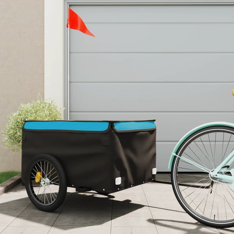 Load image into Gallery viewer, Vidaxl fietstrailer 45 kg ijzer zwart en blauw
