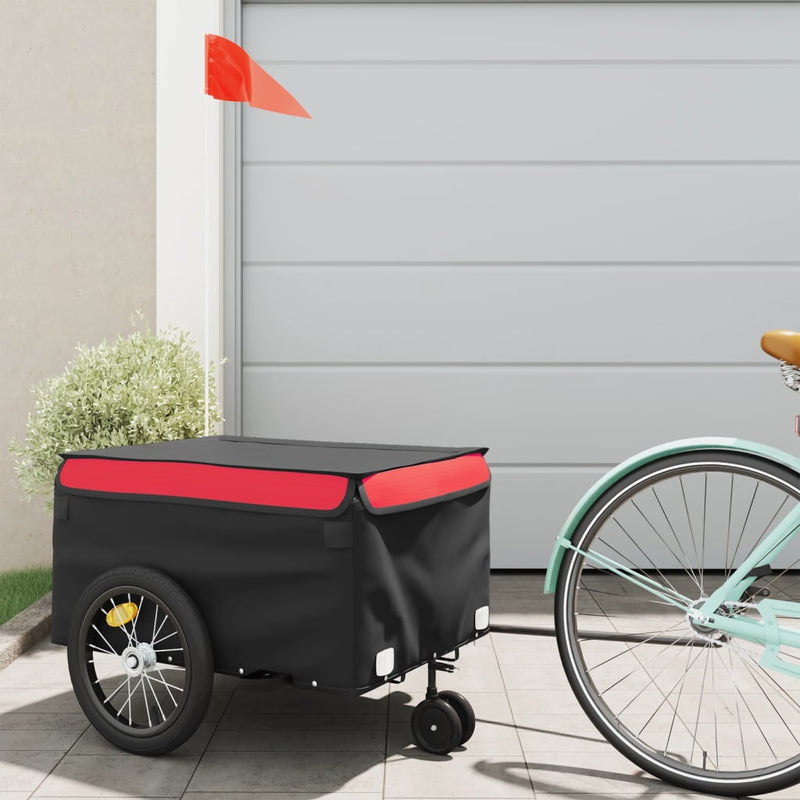 Load image into Gallery viewer, Vidaxl fietstrailer 45 kg ijzer zwart en rood
